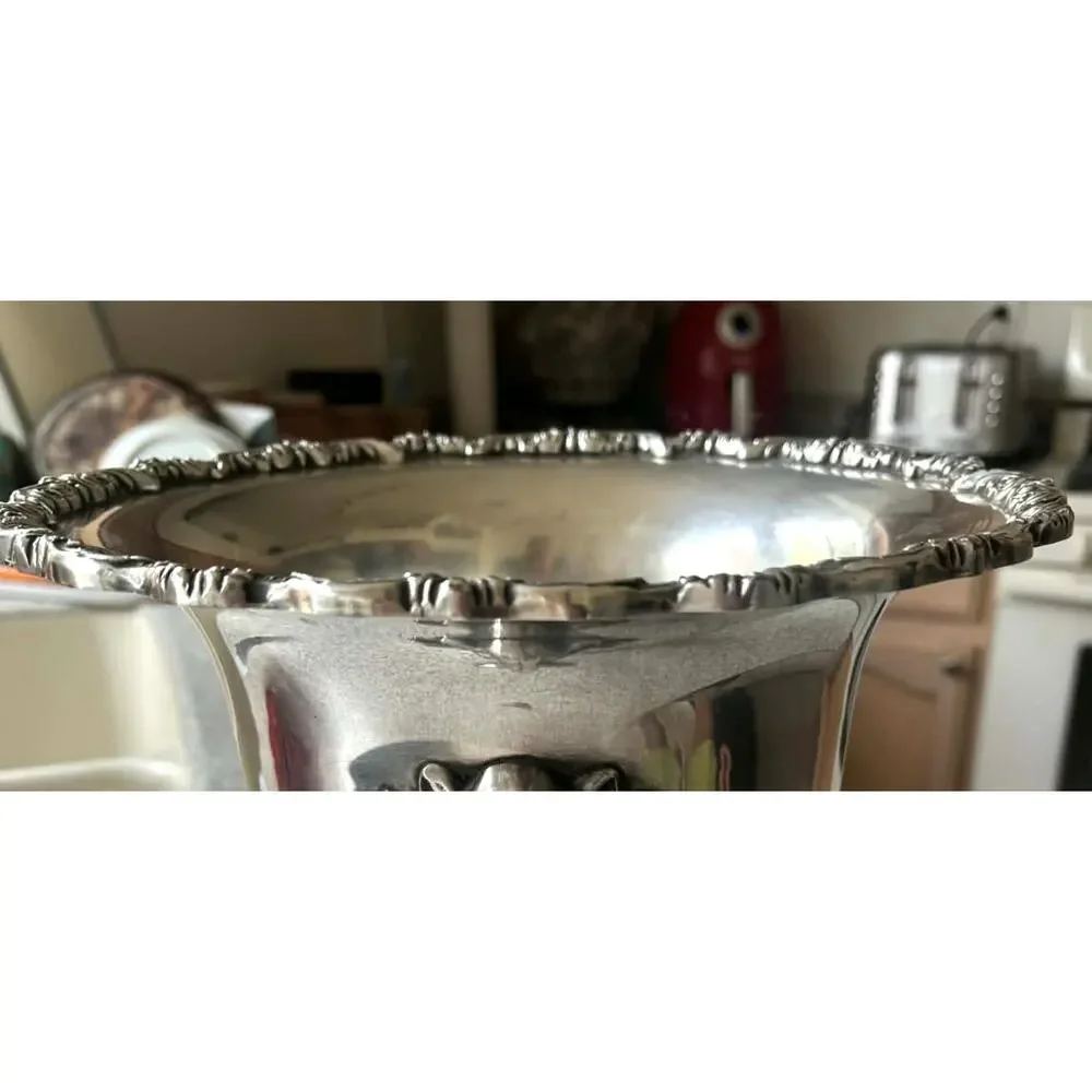 Vintage Poole Silver Plate Champagne Bucket Lion Head Handles Ice Wine Cooler